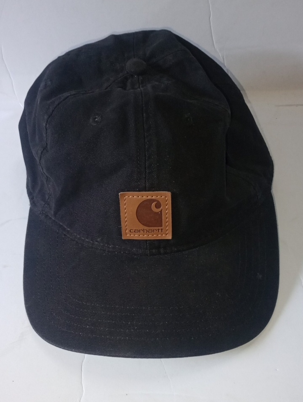 Vintage Carhartt Faded Spell Out Box Logo Cotton Canvas Hat Cap Black Adjustable